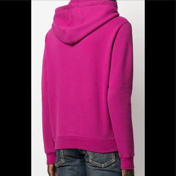 Saint Laurent Logo-Print Mens Purple Hoodie Sz L - Picture 3 of 9